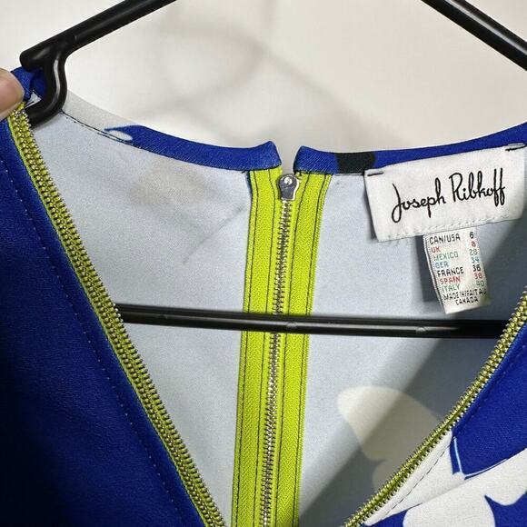 Joseph Ribkoff Butterfly Sheath Midi Dress Women's Blue Size 6 - Picture 6 of 6